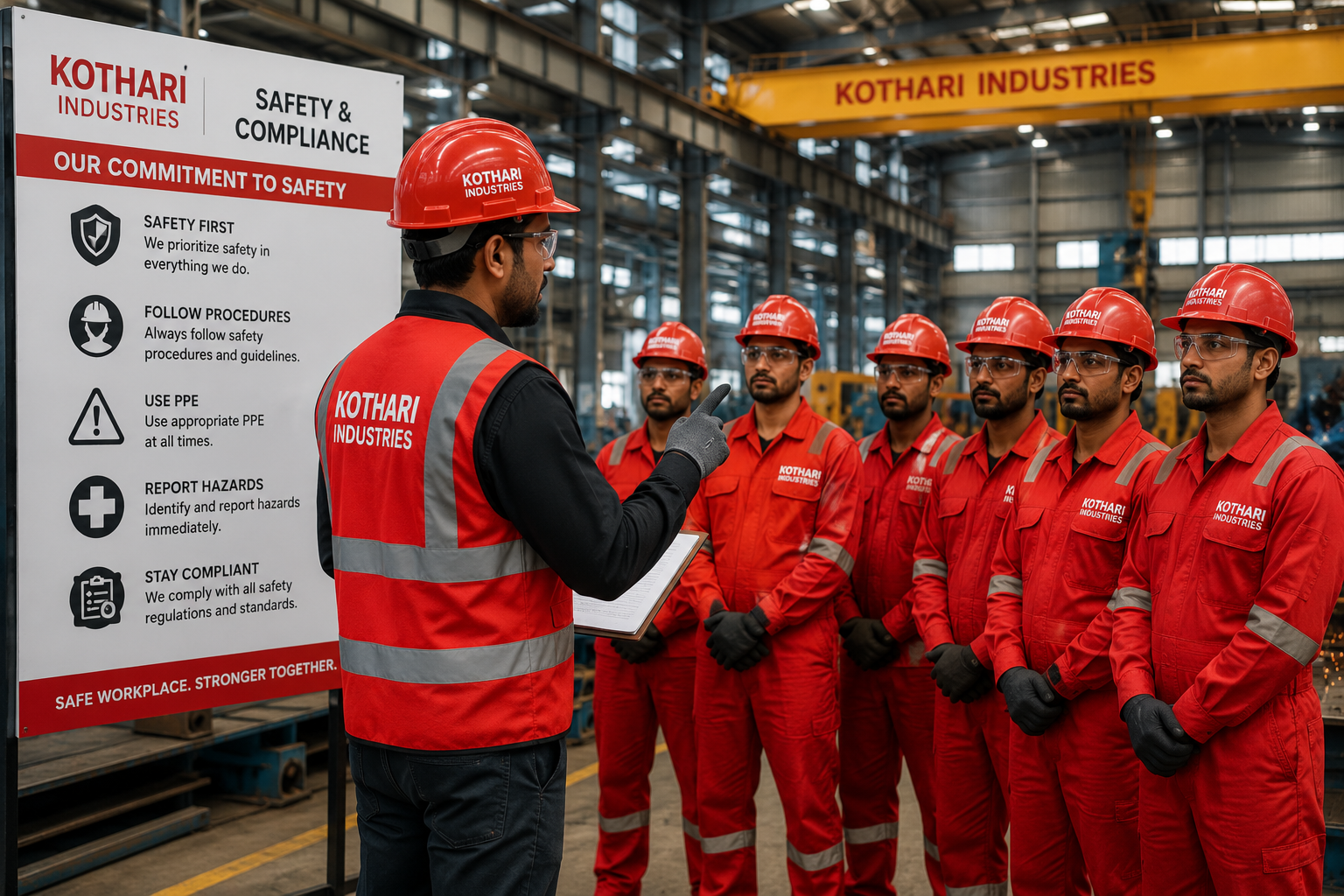 Safety and compliance briefing at Kothari Industries